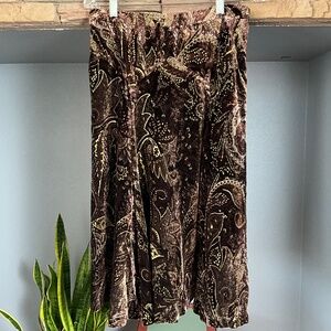 EUC Chocolate Brown Velvet Fairy Grunge Metallic Party Skirt Thanksgiving Chic 6